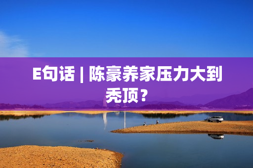 E句话 | 陈豪养家压力大到秃顶？