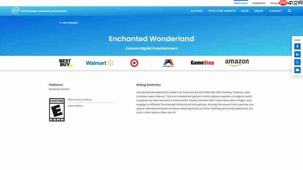 科乐美神秘游戏《Enchanted Wonderland》通过ESRB评级 确认登陆Switch