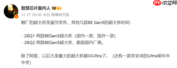 多款超大杯机型发布时间曝光：iQOO 15 Ultra春节前？