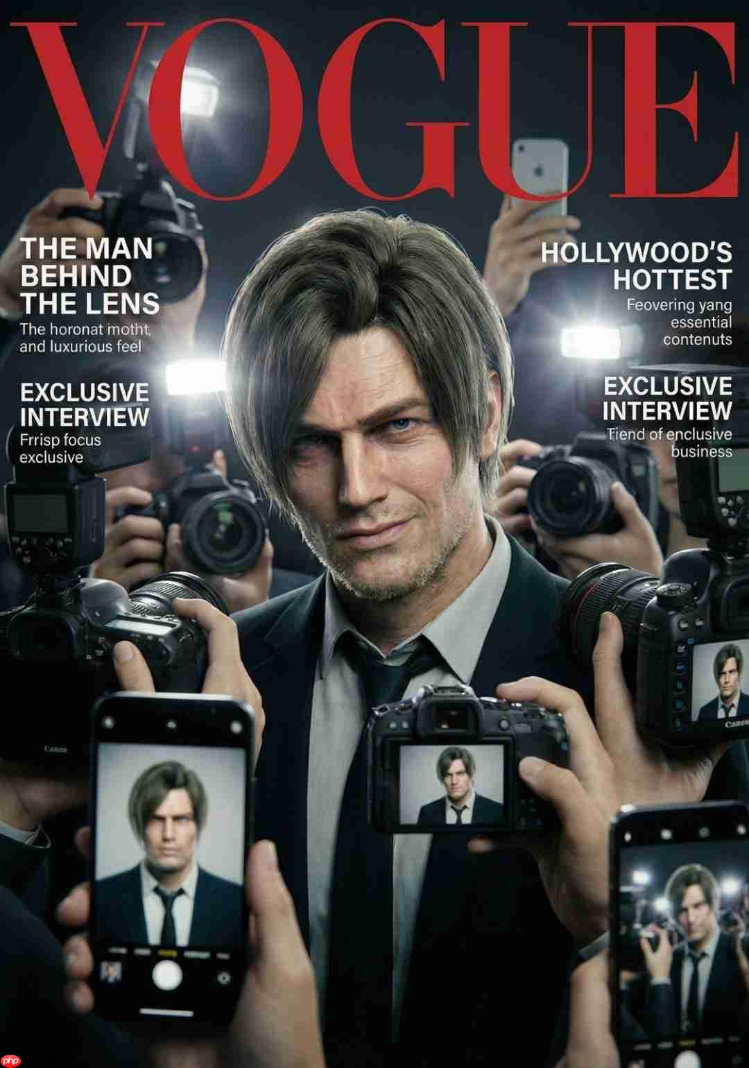 饭制《生化危机9》杂志海报 里昂格蕾丝成明星