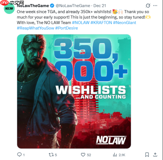 《NO LAW》Steam愿望单突破30万！3A开放世界生存大作备受期待