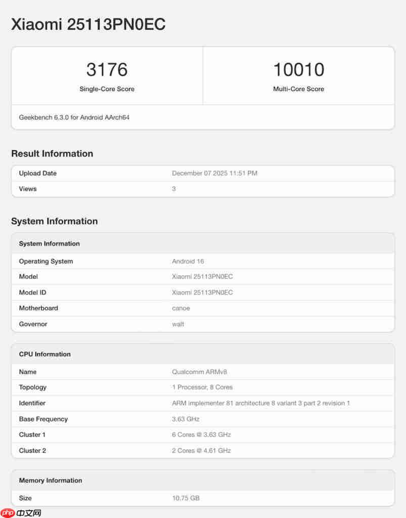 Xiaomi 17 国际版现身 GeekBench 数据库！传最快 2026 年 1 月发布、「这型号」或同期推出