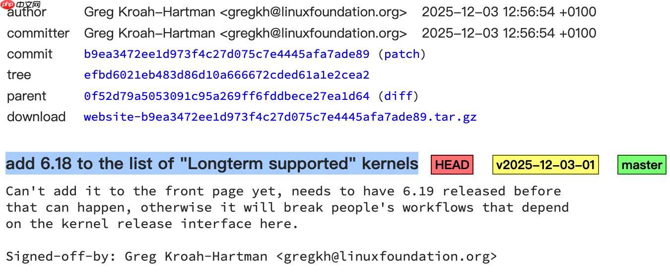 Linux 6.18 内核已正式被指定为 2025 年 LTS 版本