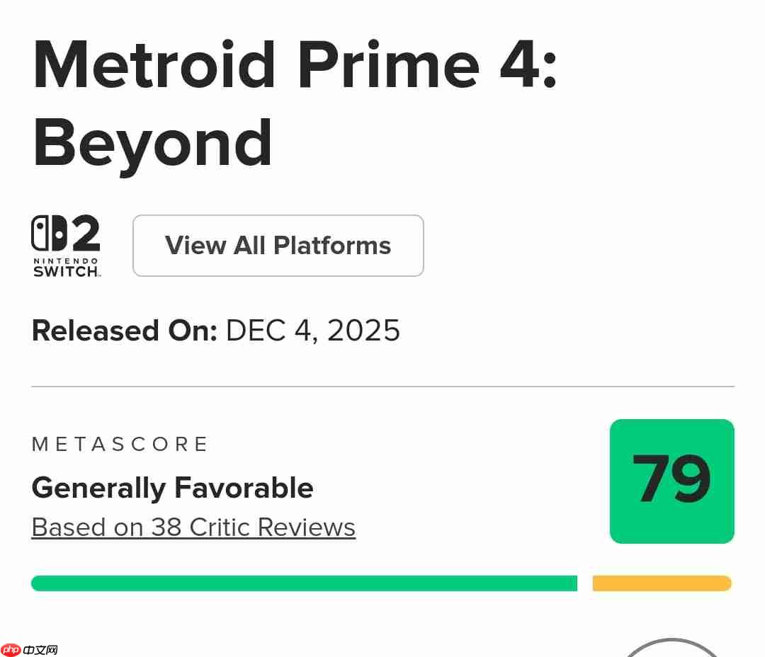 《银河战士Prime 4：超越未知》评分出炉 系列最差