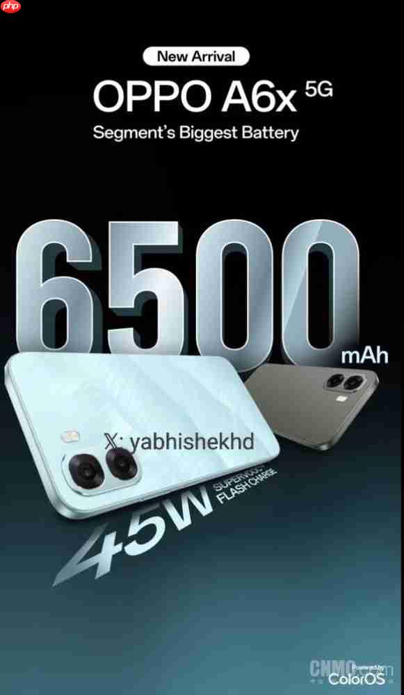 曝OPPO A6x 5G手机即将全球发布 已获TDRA认证