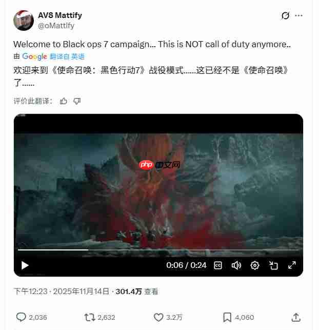 国外玩家质疑《黑色行动7》战役：这还是COD吗？