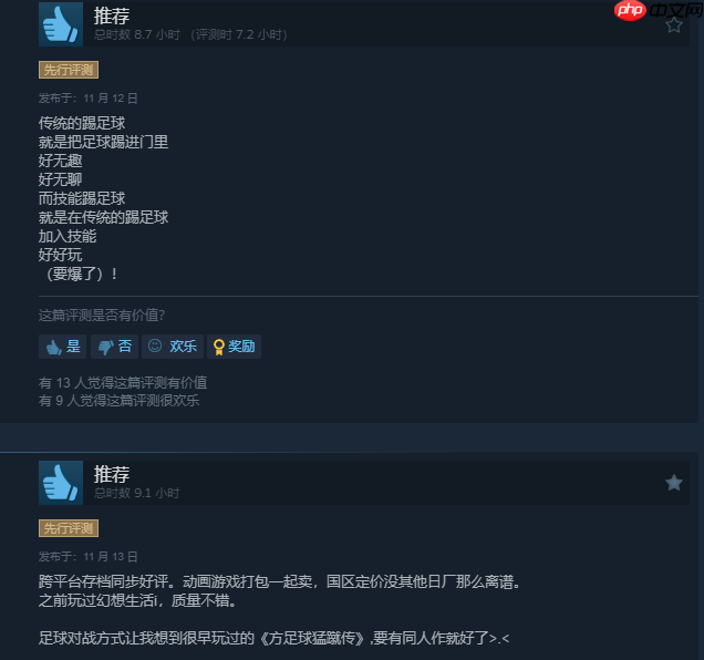 《闪电十一人 英雄们的胜利之路》Steam好评如潮：真的很好玩！