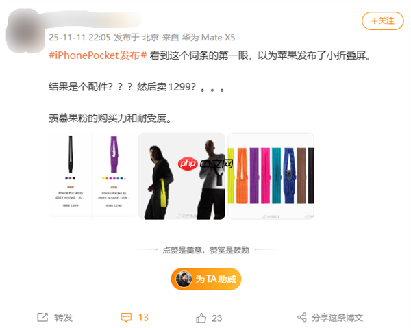 1299元被喷割韭菜!iPhone Pocket引热议 网友:以为苹果发布小折叠屏了