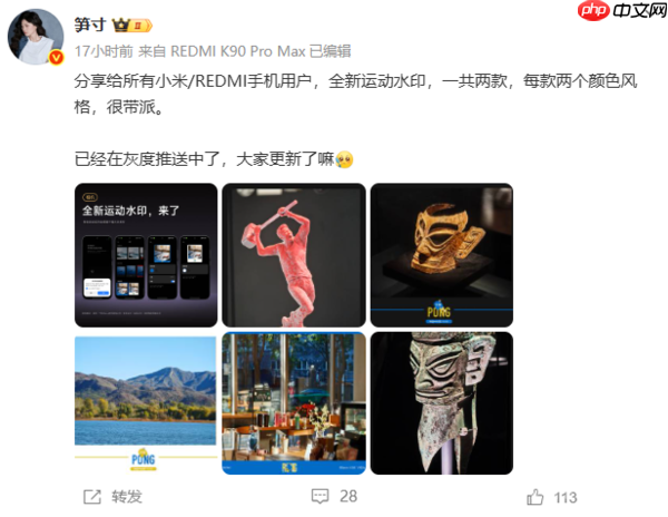 小米新款水印样式即将上线！支持跑步等10项运动设置