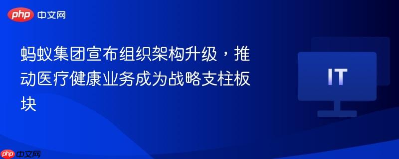 蚂蚁集团宣布组织架构升级，推动医疗健康业务成为战略支柱板块