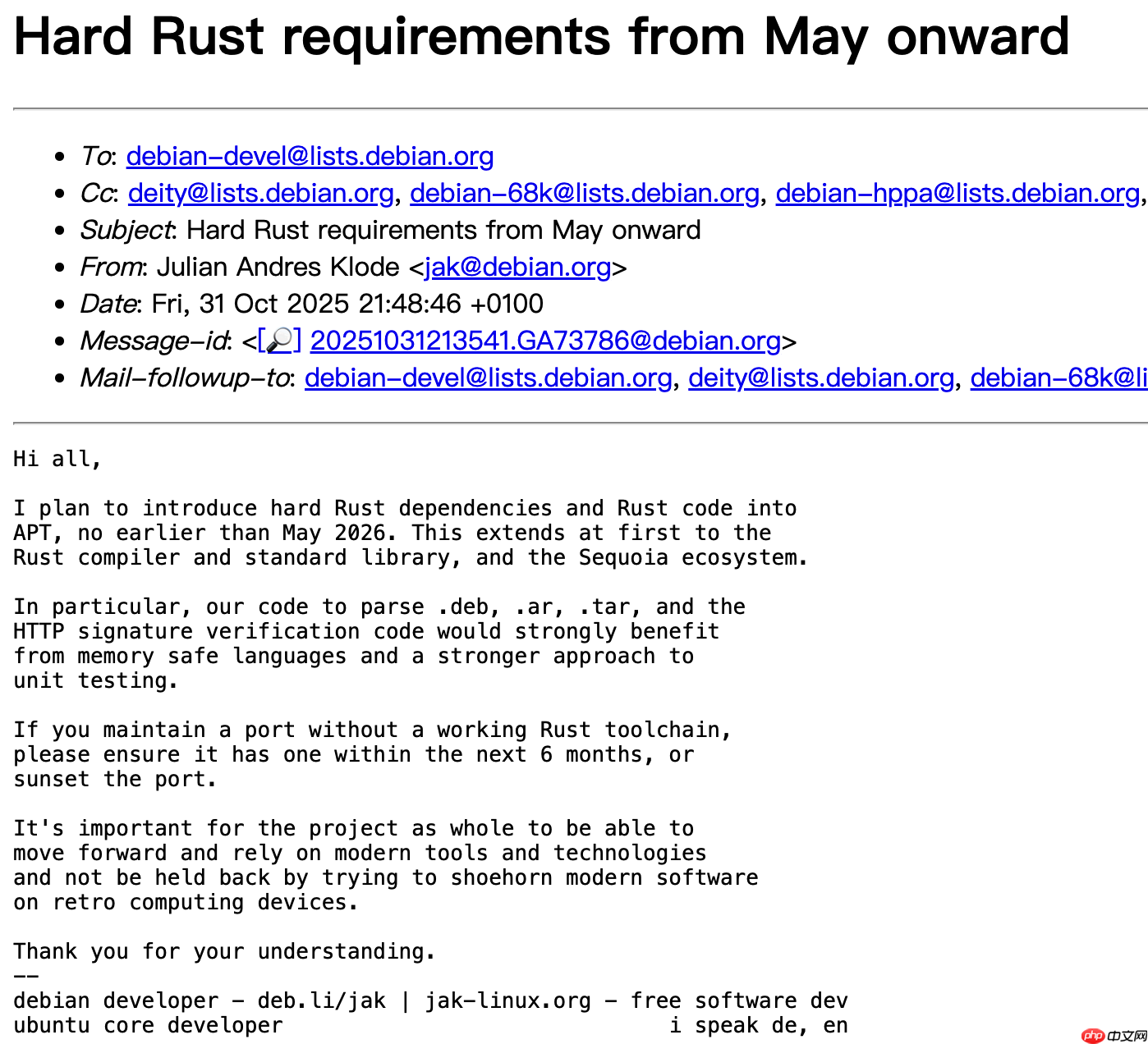 APT 打包工具将“强制”使用 Rust 编译器