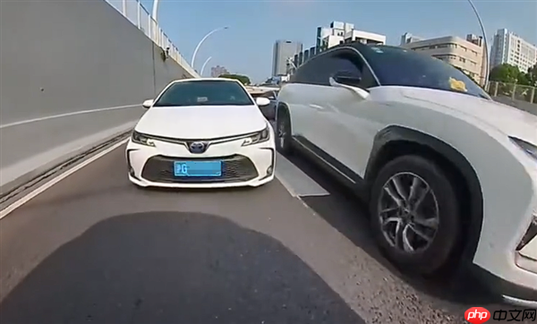 早高峰女司机强势插队 果然撞了