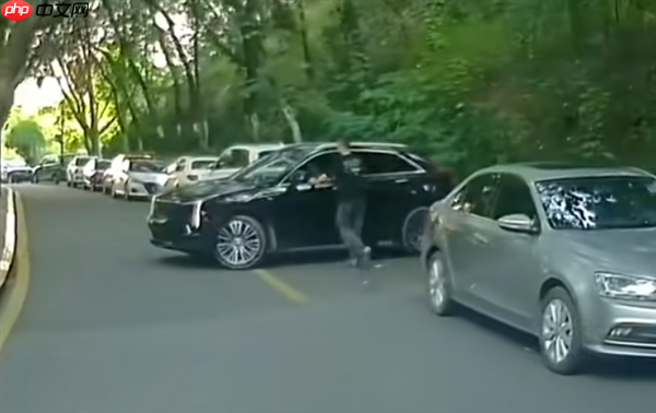 女子油门当刹车猛踩 没上牌的凯迪拉克XT4骑到星越L头上