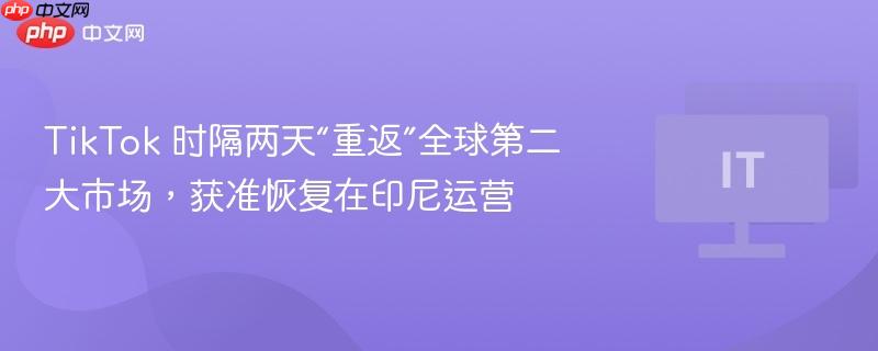 TikTok 时隔两天“重返”全球第二大市场，获准恢复在印尼运营