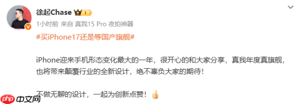 真我徐起谈苹果新机：iPhone迎来形态变化最大的一年 