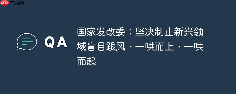 国家发改委：坚决制止新兴领域盲目跟风、一哄而上、一哄而起