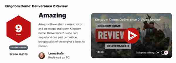 《天国：拯救2》媒体评分现已解禁 IGN给出9分好评