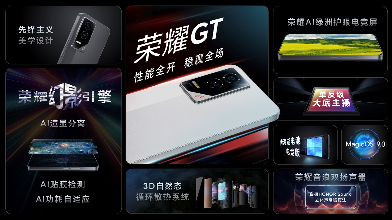 荣耀 GT 发布，售价 2199 元起！大 LOGO 设计、第三代骁龙 8！