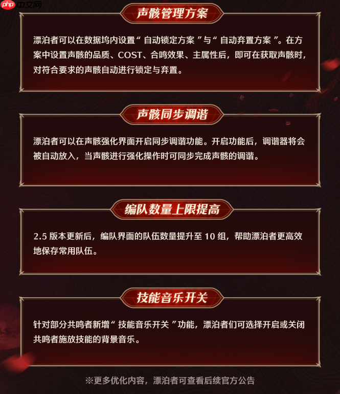 鸣潮2.5更新优化 鸣潮2.5更新优化了什么