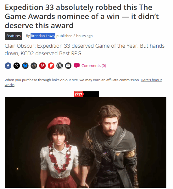 年度游戏《光与影33号远征队》被指"不配"？外媒:最佳角色扮演奖应给它