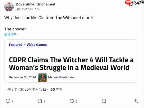 CDPR新社区经理：很难喜欢上《巫师3》里的希里